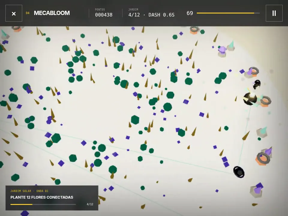 Jardim Solar em Mecabloom: apresentação visual 1 de 4 da mesma arena 3D, não um nível separado